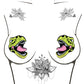 Neva Nude Black Light  Dinosaur Pasties - Green O/S