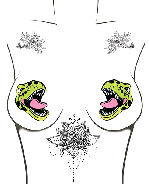 Neva Nude Black Light  Dinosaur Pasties - Green O/S