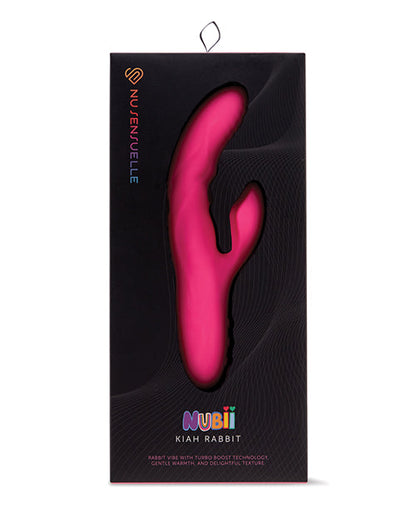 Nu Sensuelle Rabbit Vibrator | Nubii Kiah Turbo Boost G Spot Vibrator | Heating Dual Stim Pink Clit Vibrator