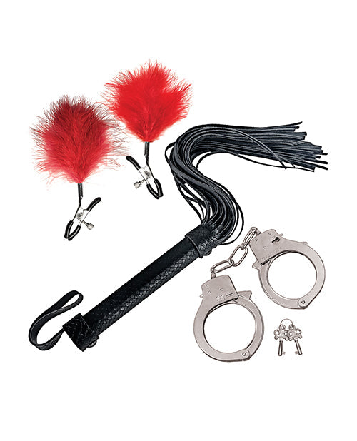 Bondage by Nasstoys Whip & Cuff Set - Red