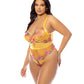 Elisabeth Unlined Underwire Embroidered Teddy - Yellow 1X