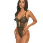 Greta Snake Eyelash Lace Teddy - Black/Gold LG