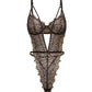 Greta Snake Eyelash Lace Teddy - Black/Gold LG