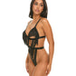 Annika Open Cup Teddy w/Fringe Detail - Black S/M