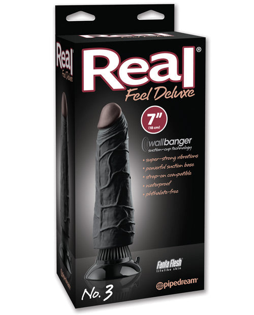 Real Feel Realistic Dildo | Deluxe No 3 7" Big Dildo | Waterproof Suction Cup Dildo | Black Vibrating Dildo