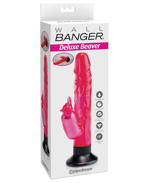 Wall Bangers Realistic Dildo | Deluxe Beaver Vibrating Dildo | Waterproof Clit Vibrator | Pink Suction Cup Dildo