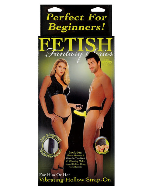 Fetish Fantasy Series for Him or Her Vibrating Hollow Strap On - Glow in the Dark