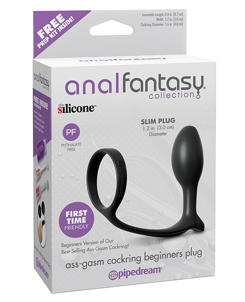 Anal Fantasy Ass-Gasm Cockring Beginners Plug - Black