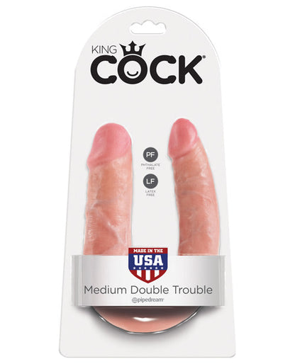 King Cock Big Dildo | Medium Double Dildo | Flesh Suction Cup Dildo | Double Sided Dildo