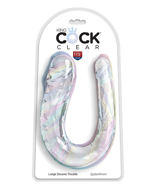 King Cock 17" Big Dildo | Clear Double Dildo | Large Dildo | Realistic Dildo | Flexible Basic Dildo