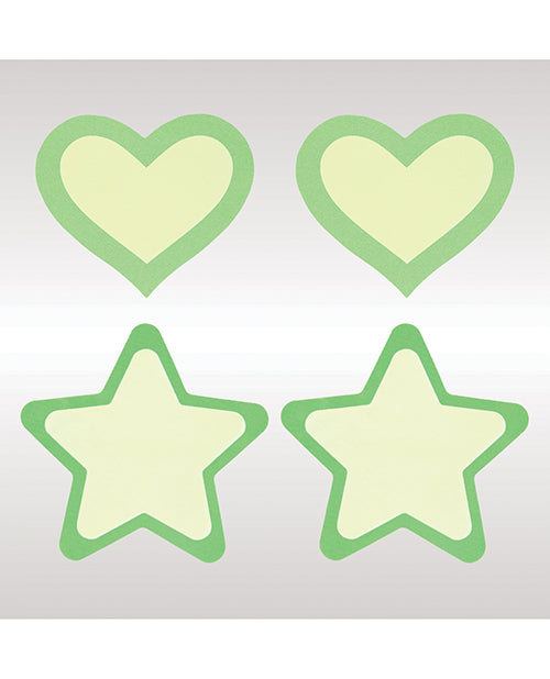 Peekaboos Glow in the Dark Hearts & Stars - Green 2 Pairs