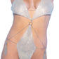 Miami Crystal Mirrored Teddy w/Chain Tassel Detail Silver L/XL