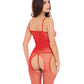 Rene Rofe Sparkle Crotchless Bodystocking Red O/S