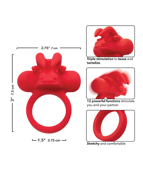 Couple's Enhancer Silicone Rechargeable The Matador Enhancer w/Triple Stimulation - Red