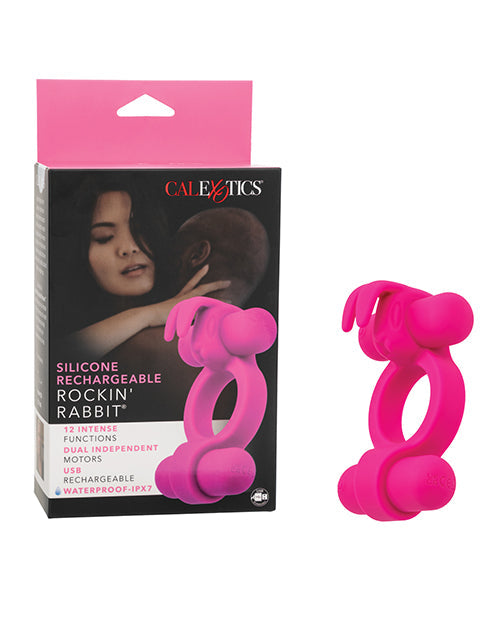 Couple's Enhancer Silicone Rechargeable Rockin' Rabbit Enhancer - Fuchsia