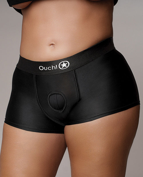 Shots Ouch Vibrating Strap On Boxer - Black XL/XXL