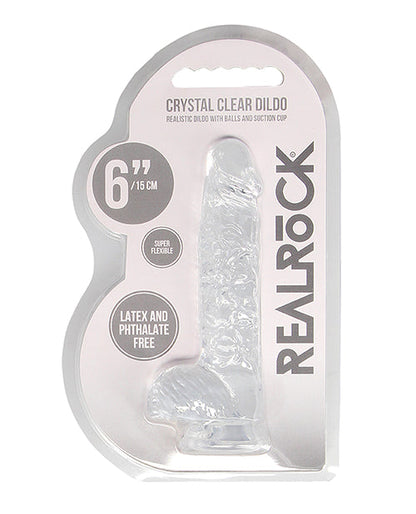 Shots RealRock Realistic Dildo | Crystal Clear 6" Big Dildo with Balls | Suction Cup Dildo