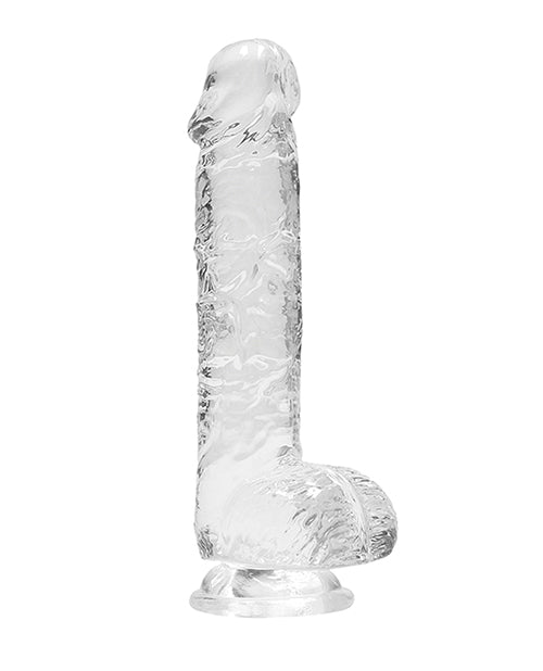 Shots RealRock Realistic Dildo | Crystal Clear 6" Big Dildo with Balls | Suction Cup Dildo