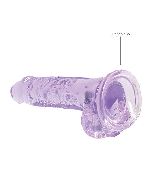 Shots RealRock Realistic Dildo | Clear 7" Big Dildo with Balls | Purple Suction Cup Dildo