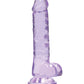 Shots RealRock Realistic Dildo | Clear 7" Big Dildo with Balls | Purple Suction Cup Dildo