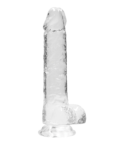 Shots RealRock Realistic Dildo | Clear 8" Big Dildo with Balls | Transparent Suction Cup Dildo