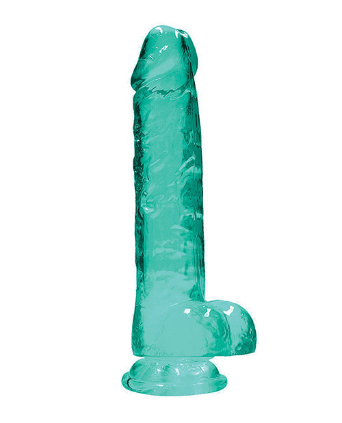 Shots RealRock Realistic Dildo | Clear 8" Big Dildo with Balls | Turquoise Suction Cup Dildo