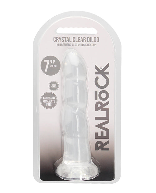 Shots Realistic Dildo | Crystal Clear 7" Big Dildo | Rippled Transparent Suction Cup Dildo