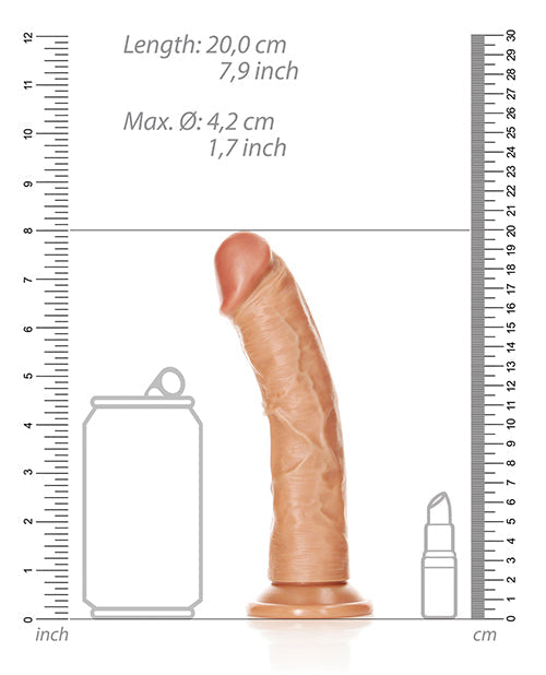 Shots RealRock Large Dildo | Curved Realistic Dildo | 7" Big Dildo | Tan Suction Cup Dildo