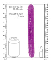 Shots RealRock 12" Big Dildo | Neon Purple Double Dildo | Glow in the Dark Suction Cup Dildo