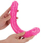 Shots RealRock 15" Big Dildo | Neon Pink Giant Dildo | Glow in the Dark Double Sided Dildo