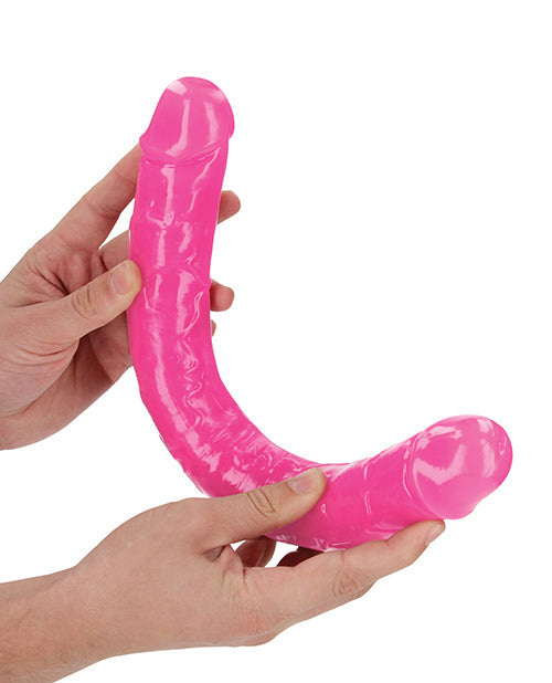 Shots RealRock 15" Big Dildo | Neon Pink Giant Dildo | Glow in the Dark Double Sided Dildo