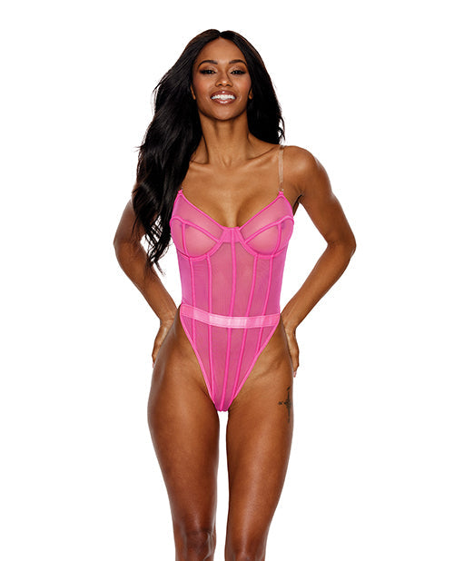 Mesh Underwire Teddy Hot Pink XL