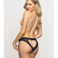 Lace Panty w/Heart Cut Out Back & Pearl Chain Detail - Black MD