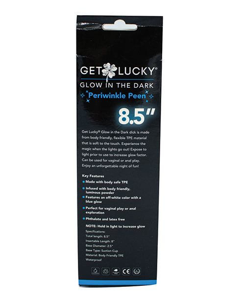 Get Lucky 8.5" Big Dildo | Glow in the Dark Realistic Dildo | Periwinkle Suction Cup Dildo