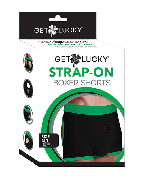 Get Lucky Strap On Boxers - M-L Black/Green