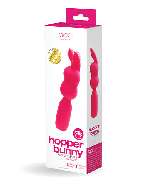 VeDO Hopper Rabbit Vibrator | Bunny Rechargeable Mini Wand Vibrator | Pink 10-Function | Best Vibrator for Women