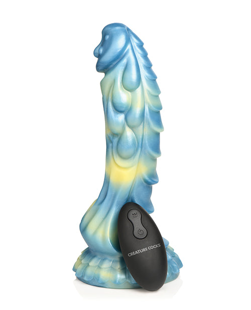 Creature Cocks Sea Stallion Vibrating Dildo w/ Remote - Blue/Yellow