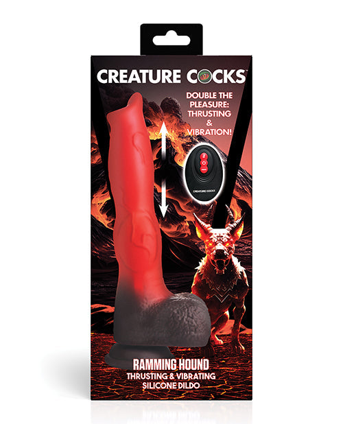 Creature Cocks Ramming Hound Thrusting & Vibrating Silicone Dildo w/Remote Control - Red/Brown