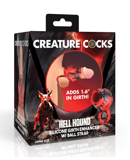 Creature Cocks Hell Bound Penis Sleeve & Ball Stretcher - Large, Red/Black